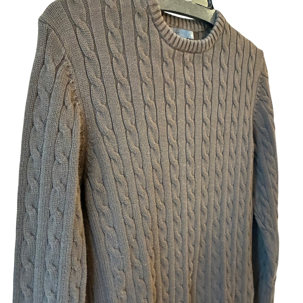 Vintage Chocolate Brown Old Navy Cable Knit Sweater Mens Size M Fishermancore